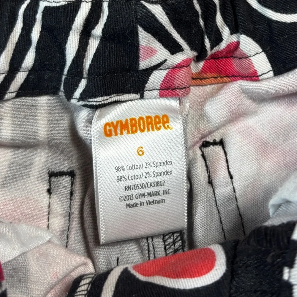 Gymboree Kids Girl's Size 6 Black Pink Floral‎ Print Pants Elastic Waist, Boho